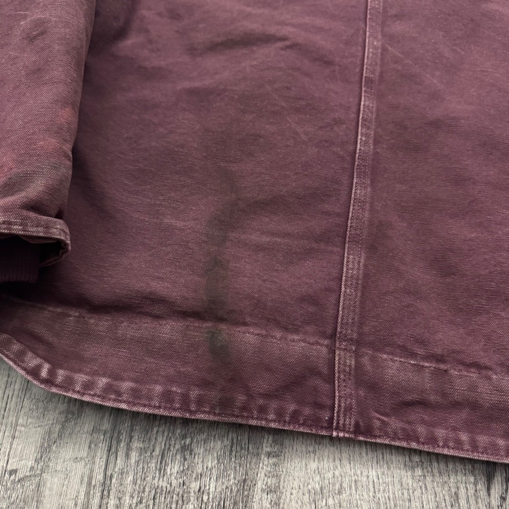 Carhartt Sherpa Lined Hooded Jacket J141 PRT Distressed Faded Grunge Large - Picture 15 of 15